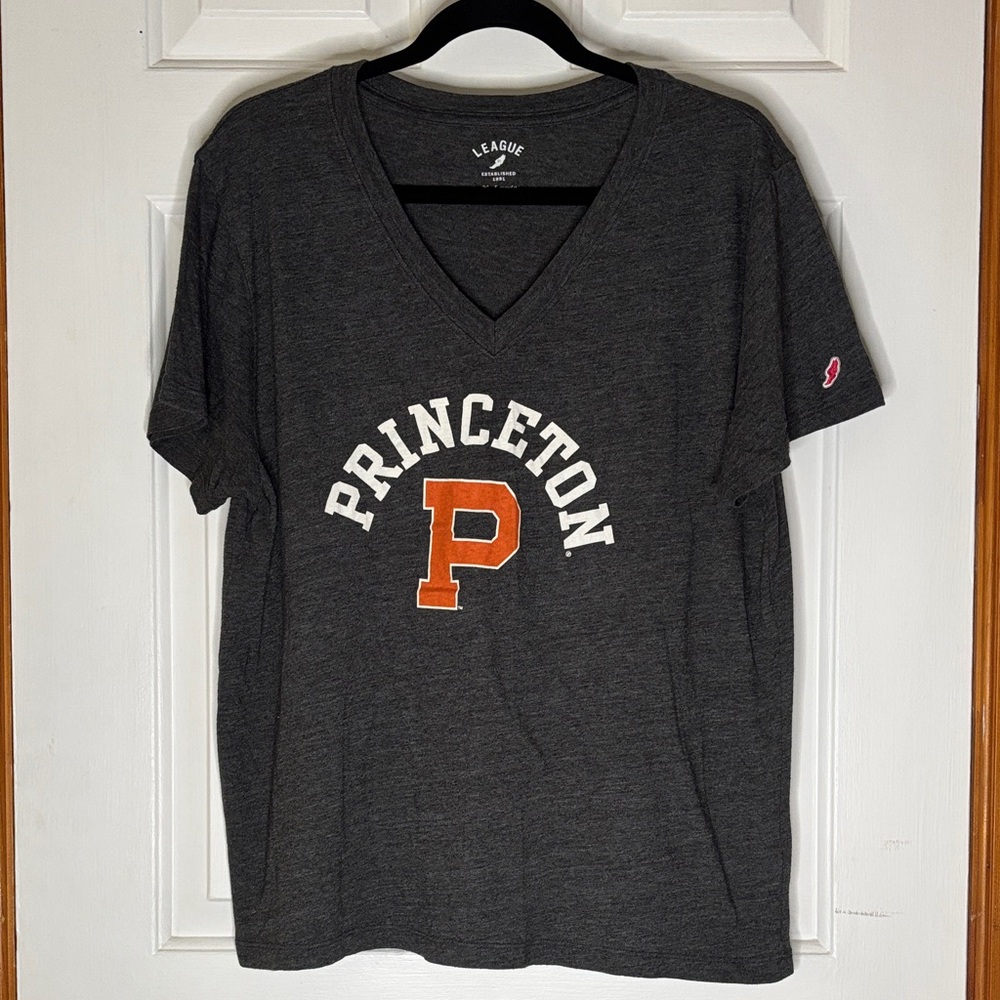 Dark Gray Heather Princeton University Short Sleeve V-neck Tee | XL, League